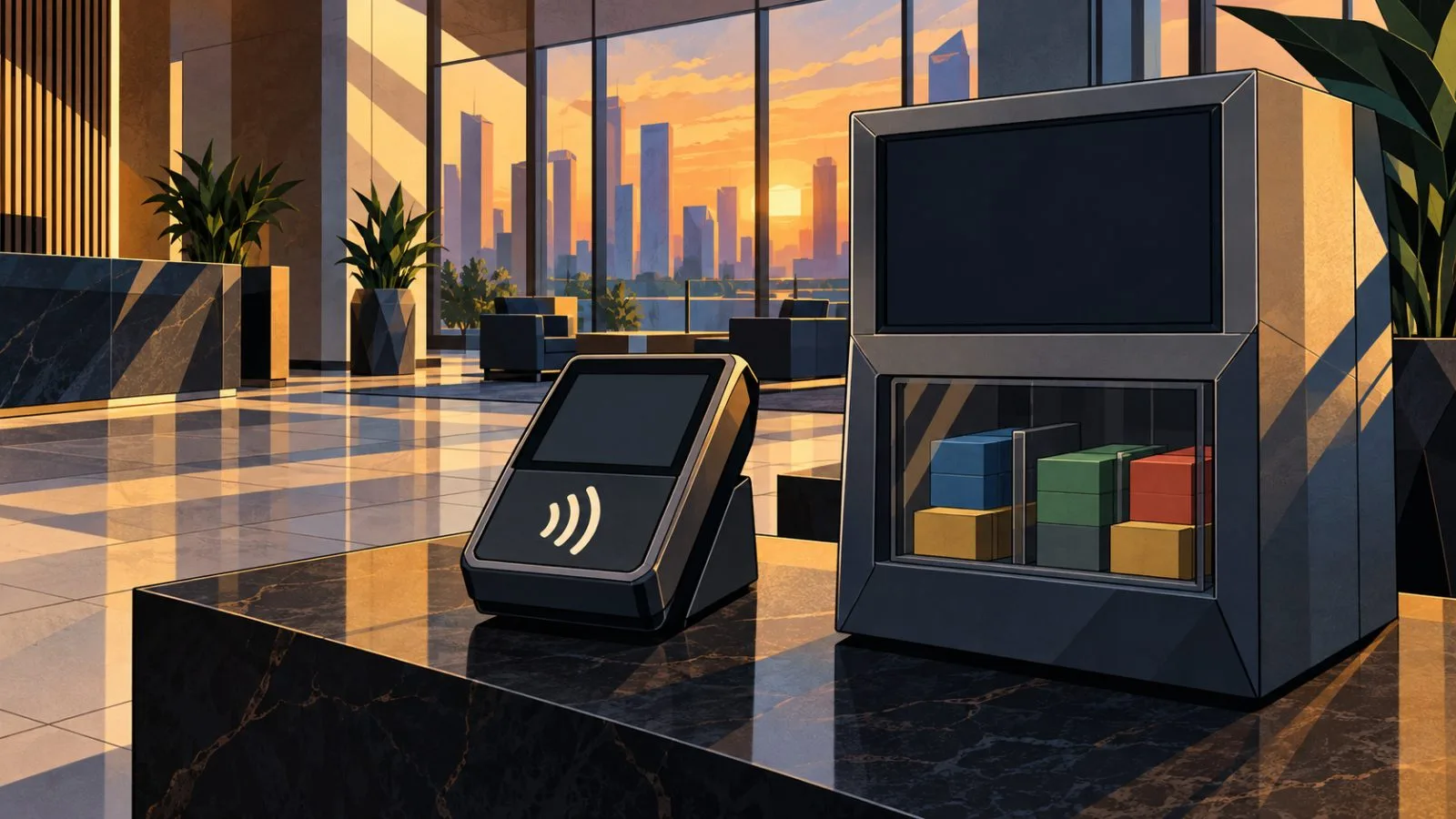Contactless payment terminal beside a secure currency exchange device / TokenPost.ai