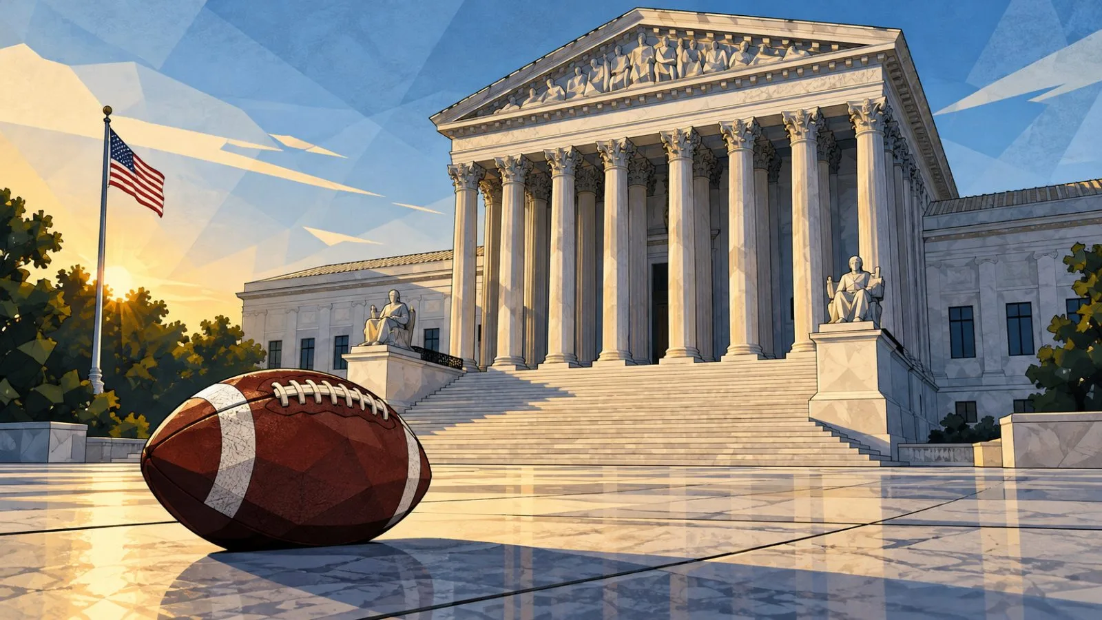 Football resting near the steps of a courthouse / TokenPost.ai