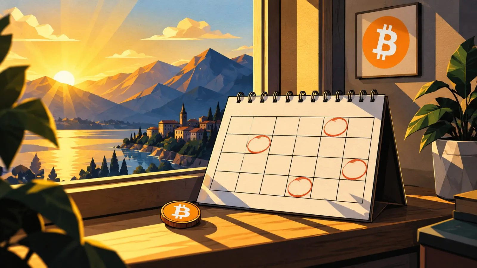 Two metal tokens rest on a stone ledge in morning light / TokenPost.ai