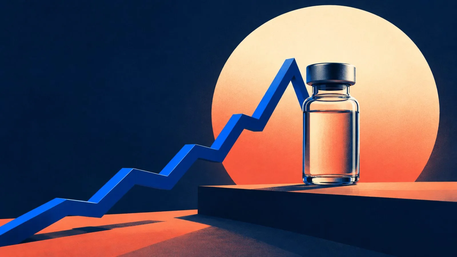 A silver price line peaks beside an unmarked medical vial. / TokenPost.ai