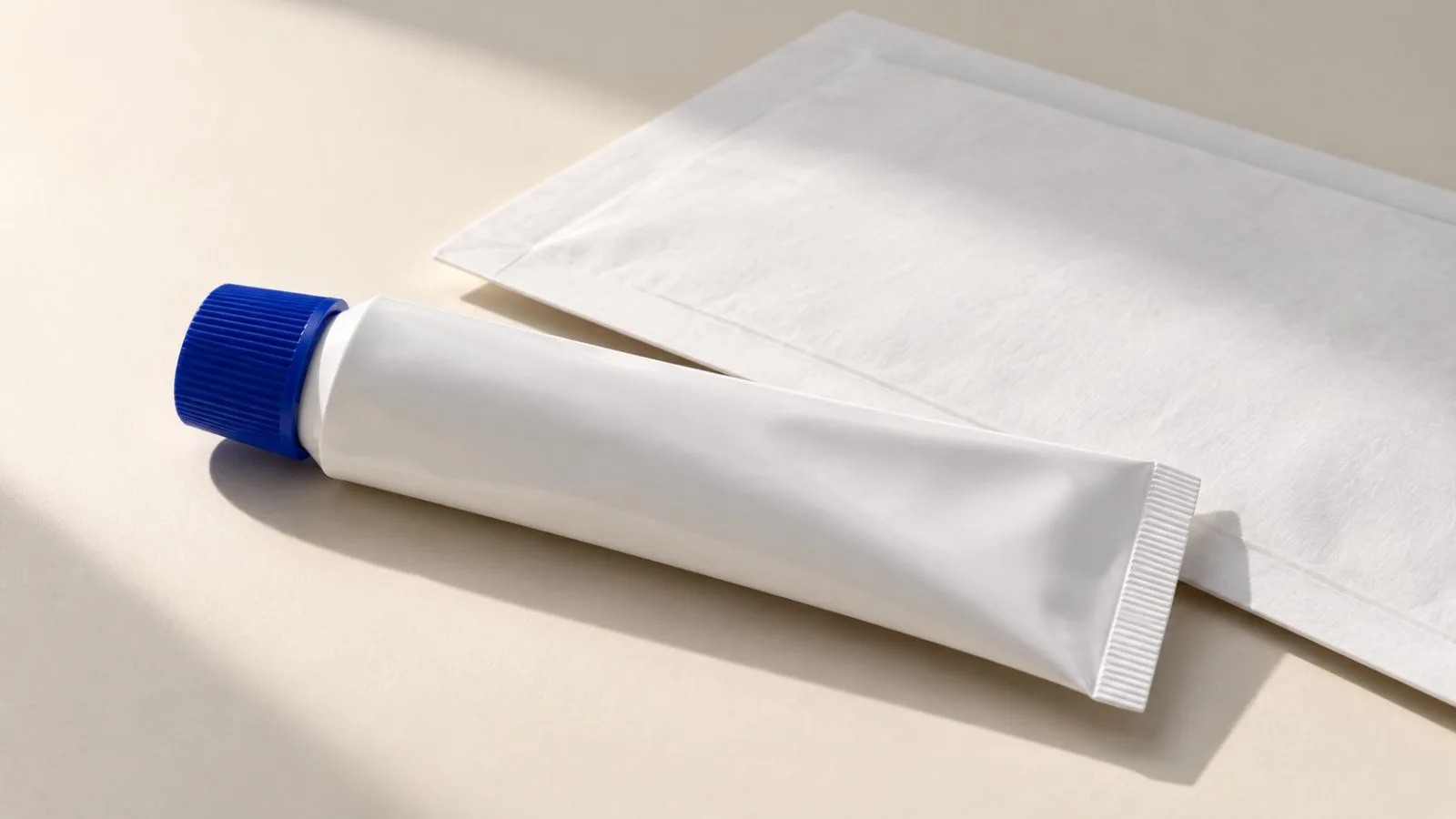 An unmarked topical medicine tube beside a sealed document sleeve / TokenPost.ai