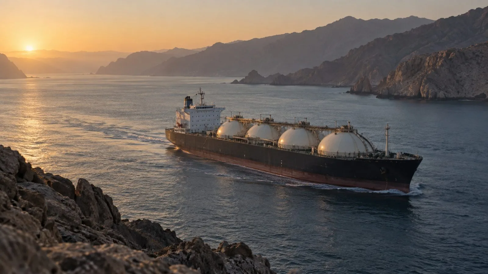 LPG tanker passing through the Strait of Hormuz at dawn / TokenPost.ai