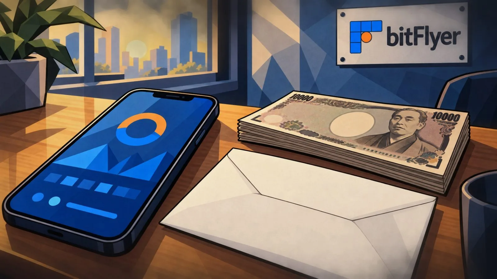 A smartphone rests beside yen notes and a sealed envelope / TokenPost.ai