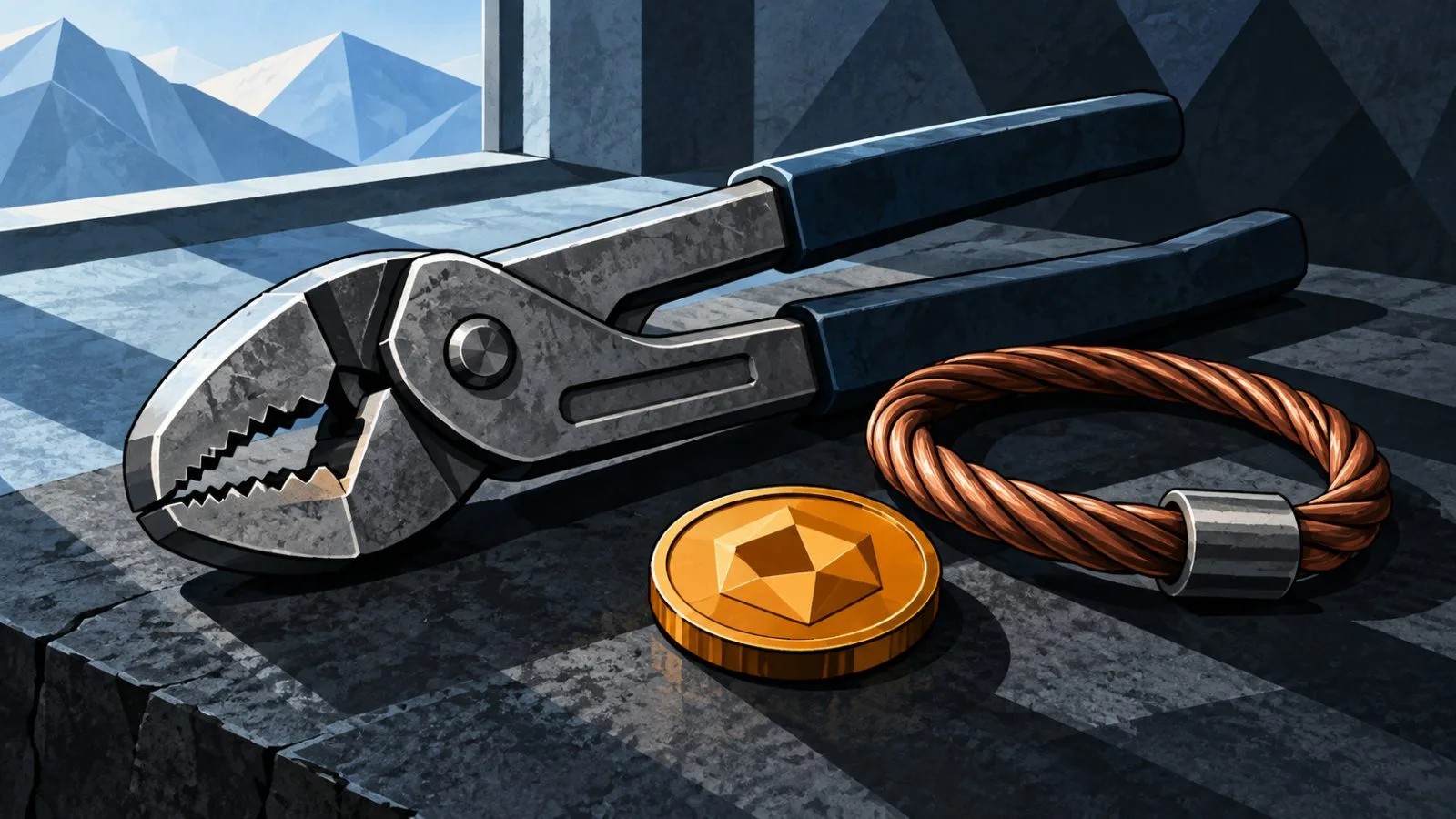 Metal lock beside copper cable and Bitcoin-colored coin / TokenPost.ai