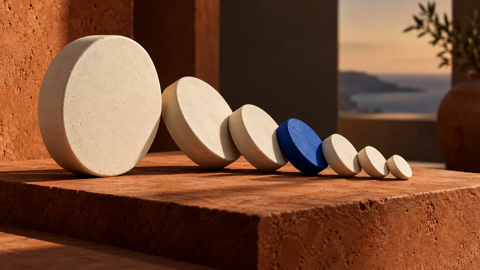 A ceramic token sits beside a sharply descending row of discs / TokenPost.ai