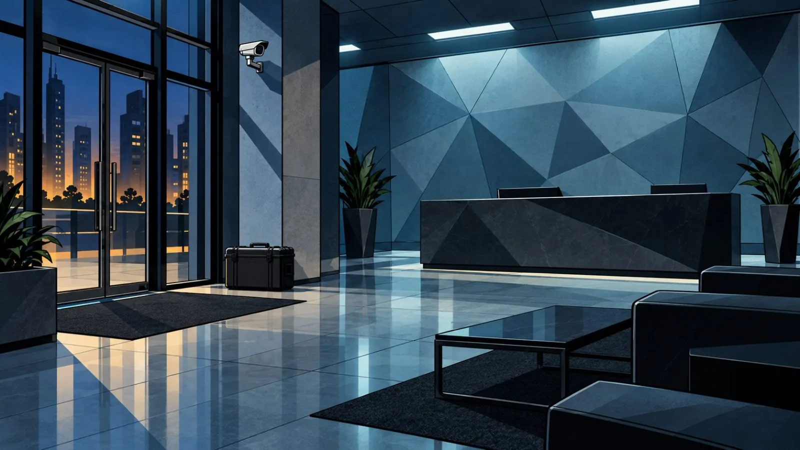 Security camera overlooks an empty cryptocurrency exchange lobby / TokenPost.ai
