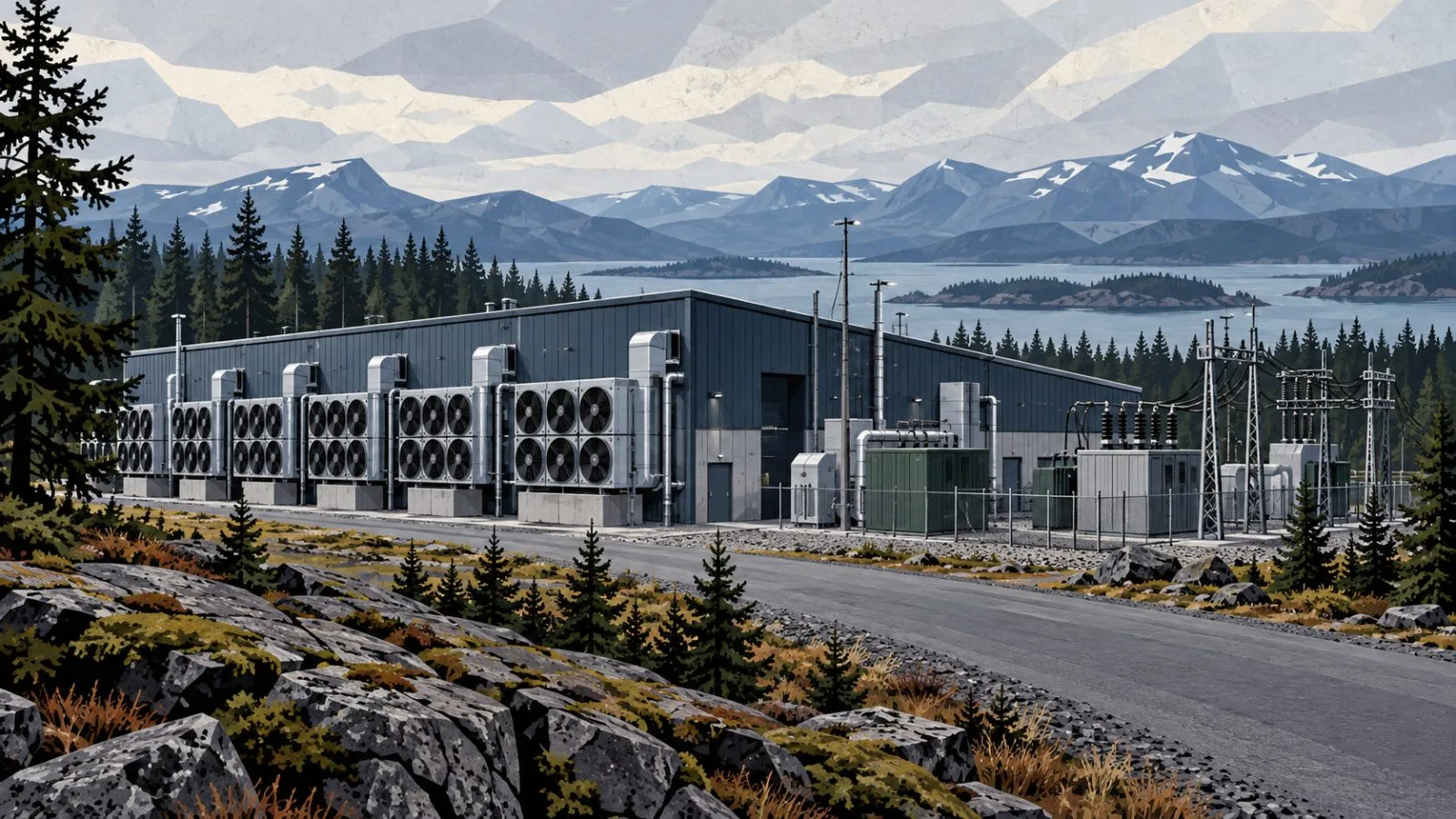 Industrial cooling units beside a quiet Swedish mining facility / TokenPost.ai