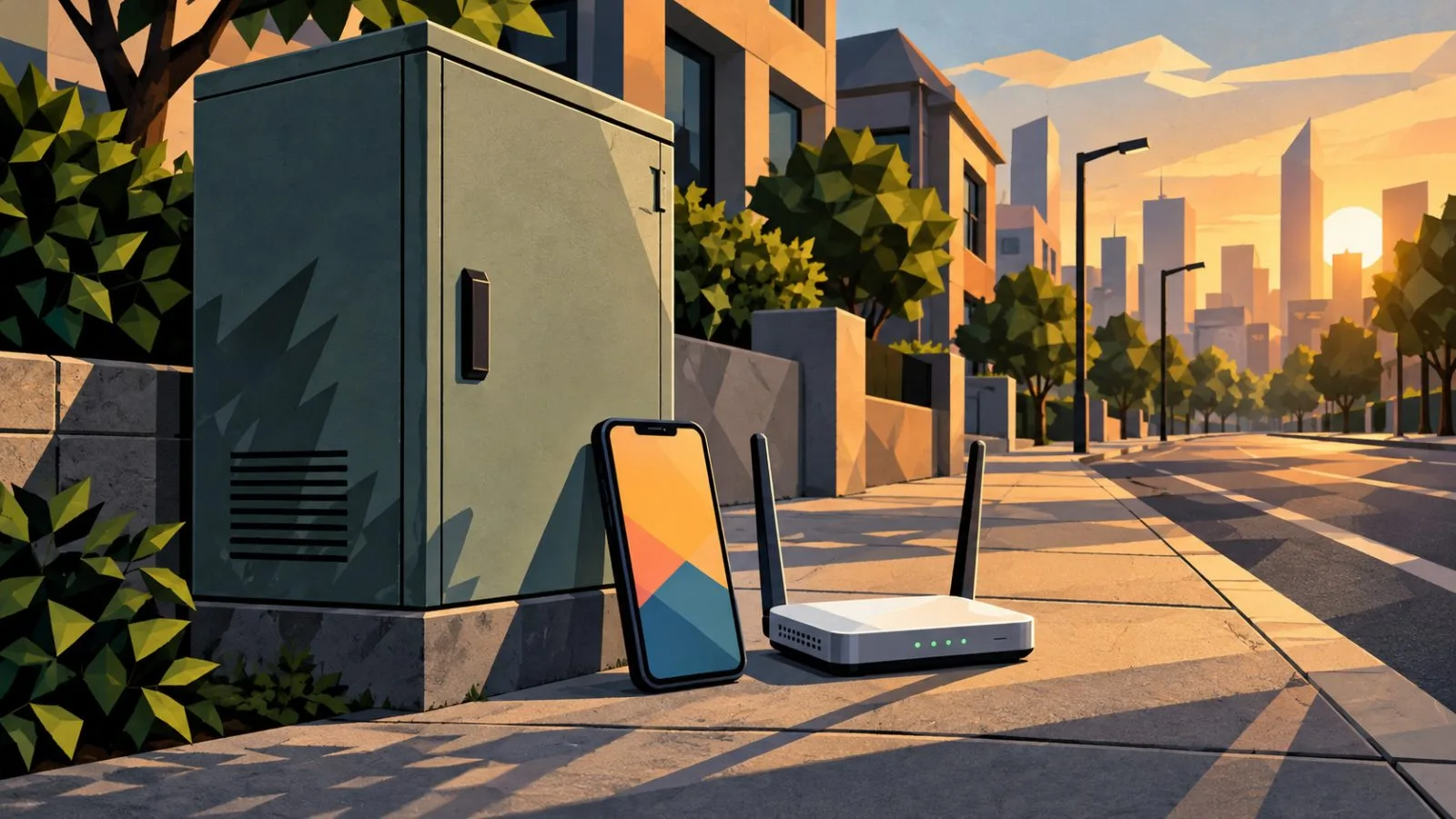 A roadside network cabinet beside a connected mobile device / TokenPost.ai