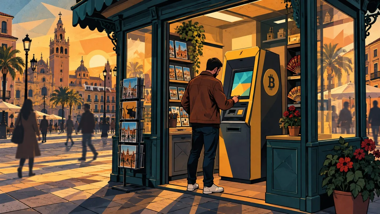 Crypto ATM inside a quiet Spanish street kiosk / TokenPost.ai