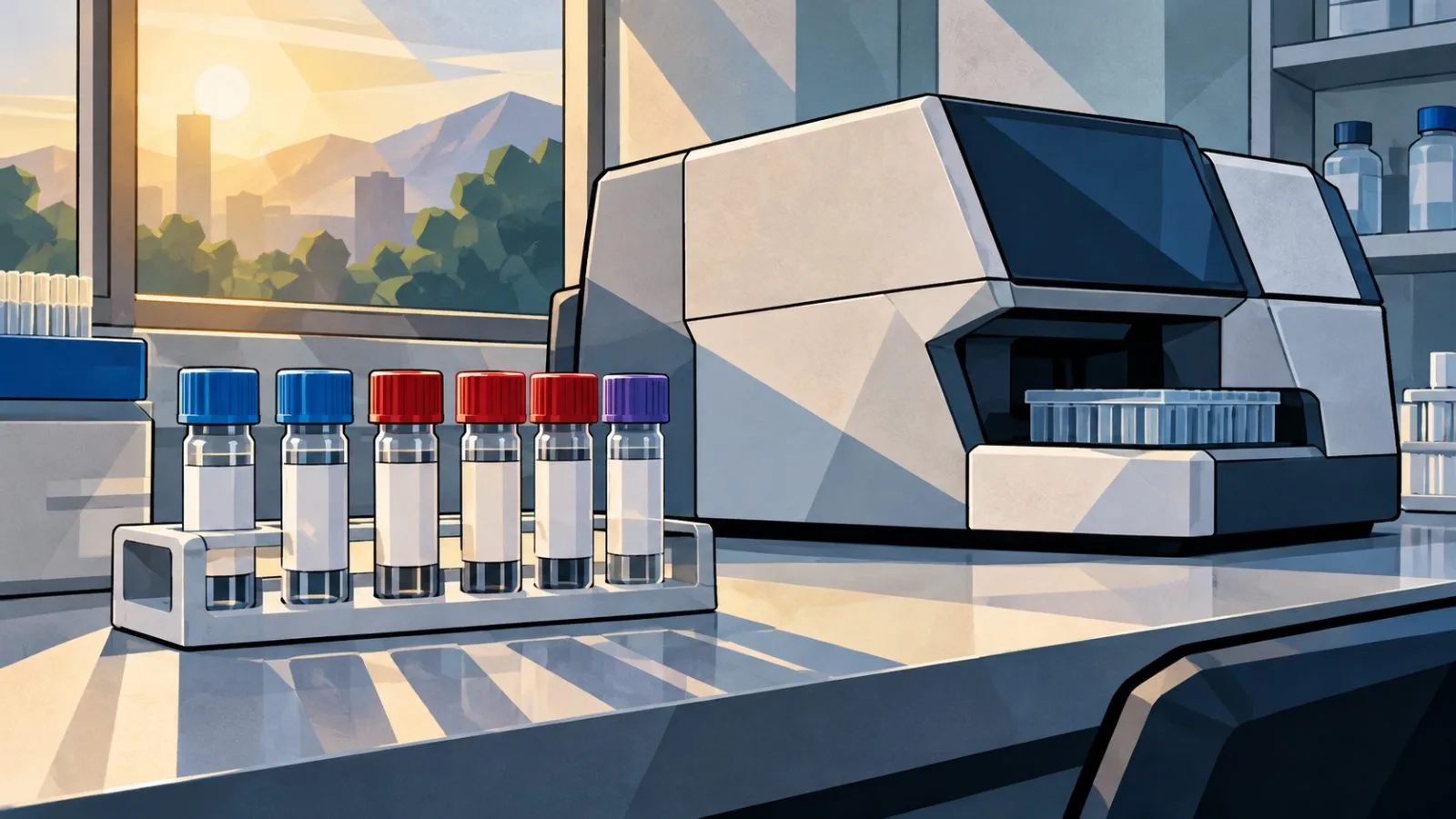 Laboratory vials beside diagnostic equipment in soft morning light / TokenPost.ai