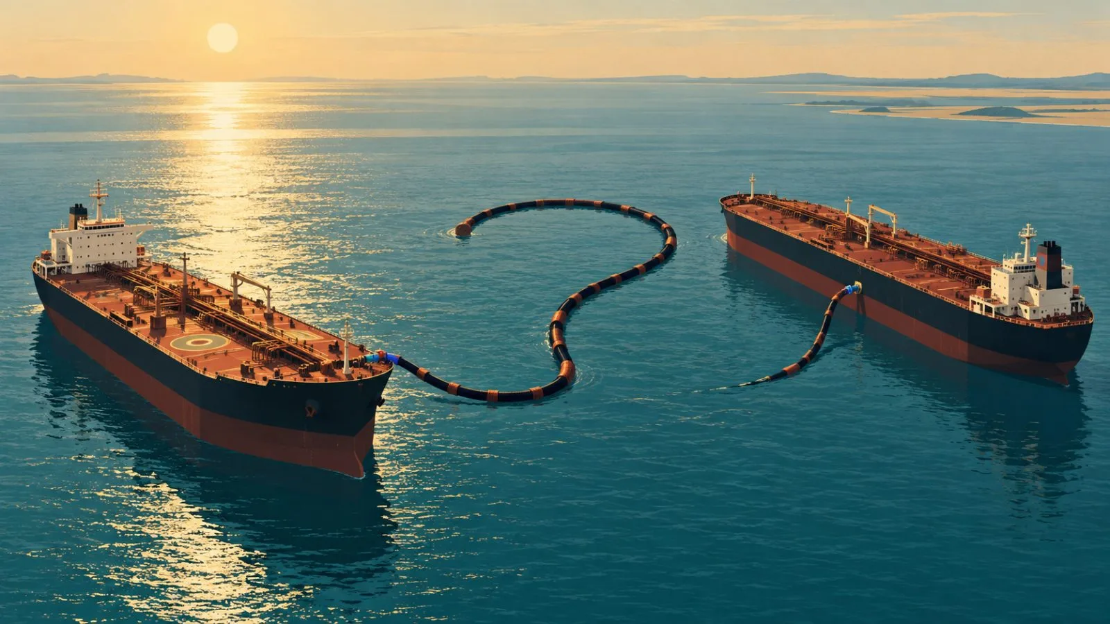 Two oil tankers linked by a transfer hose off India's western coast / TokenPost.ai