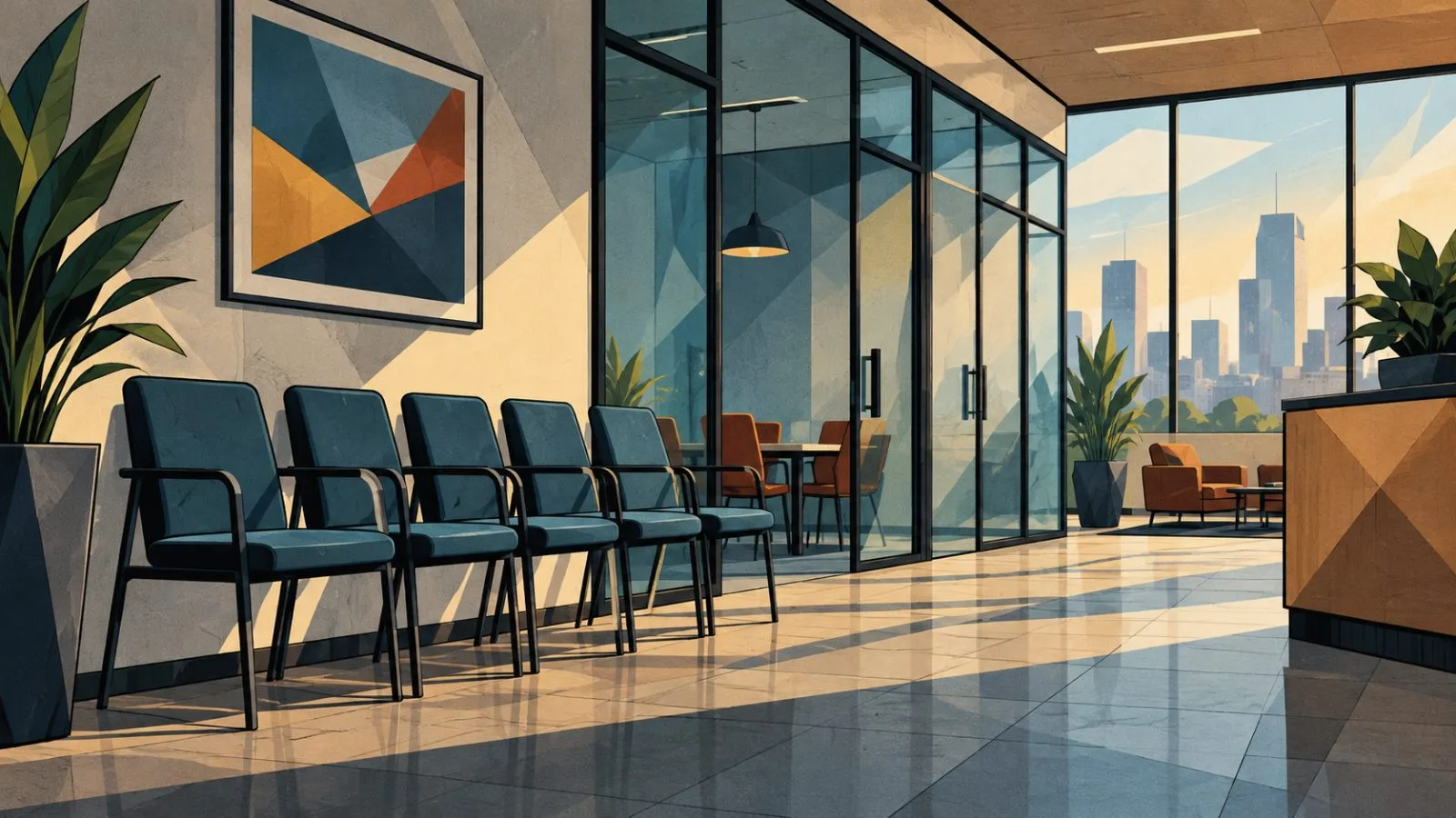 Empty interview chairs line a quiet recruitment office lobby / TokenPost.ai