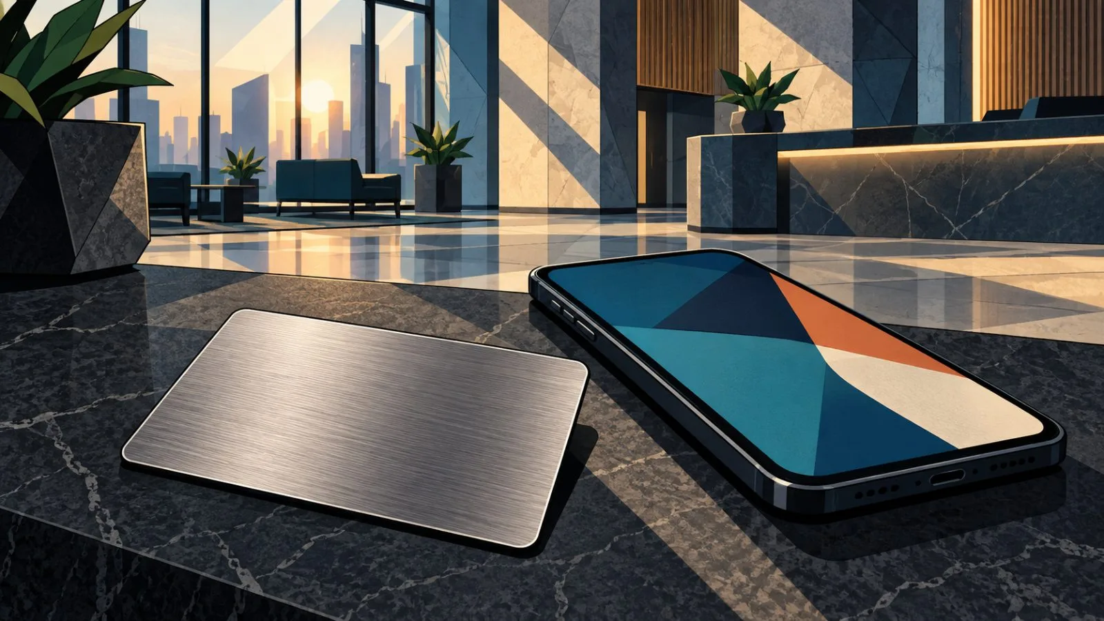 Metal card and smartphone rest on a stone counter / TokenPost.ai