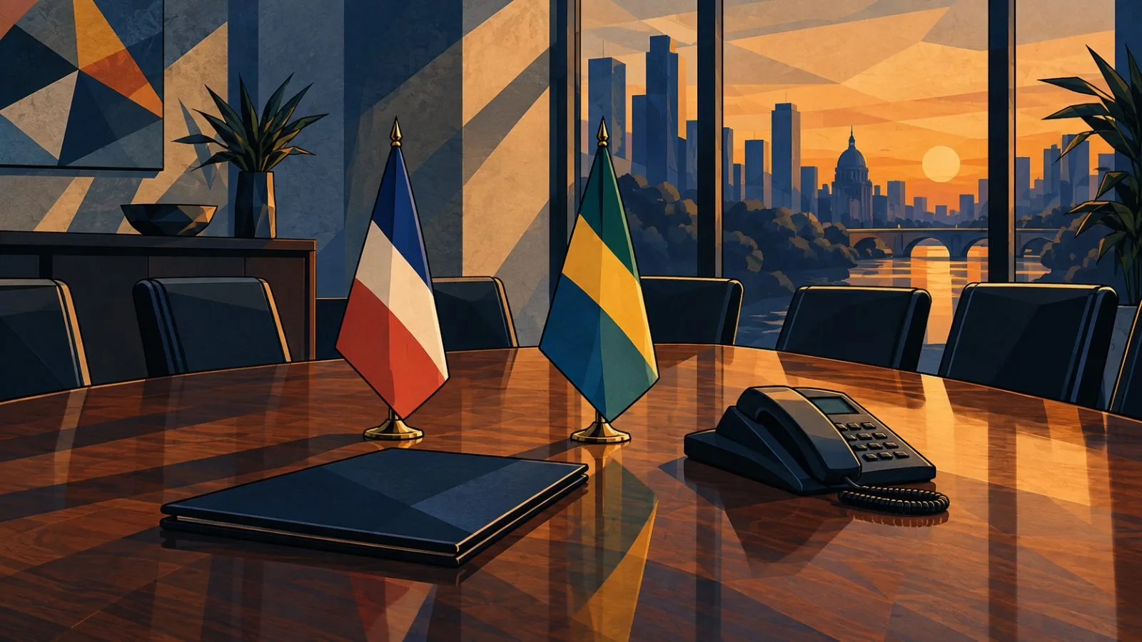 Flags and a communication handset beside a closed conference folder / TokenPost.ai