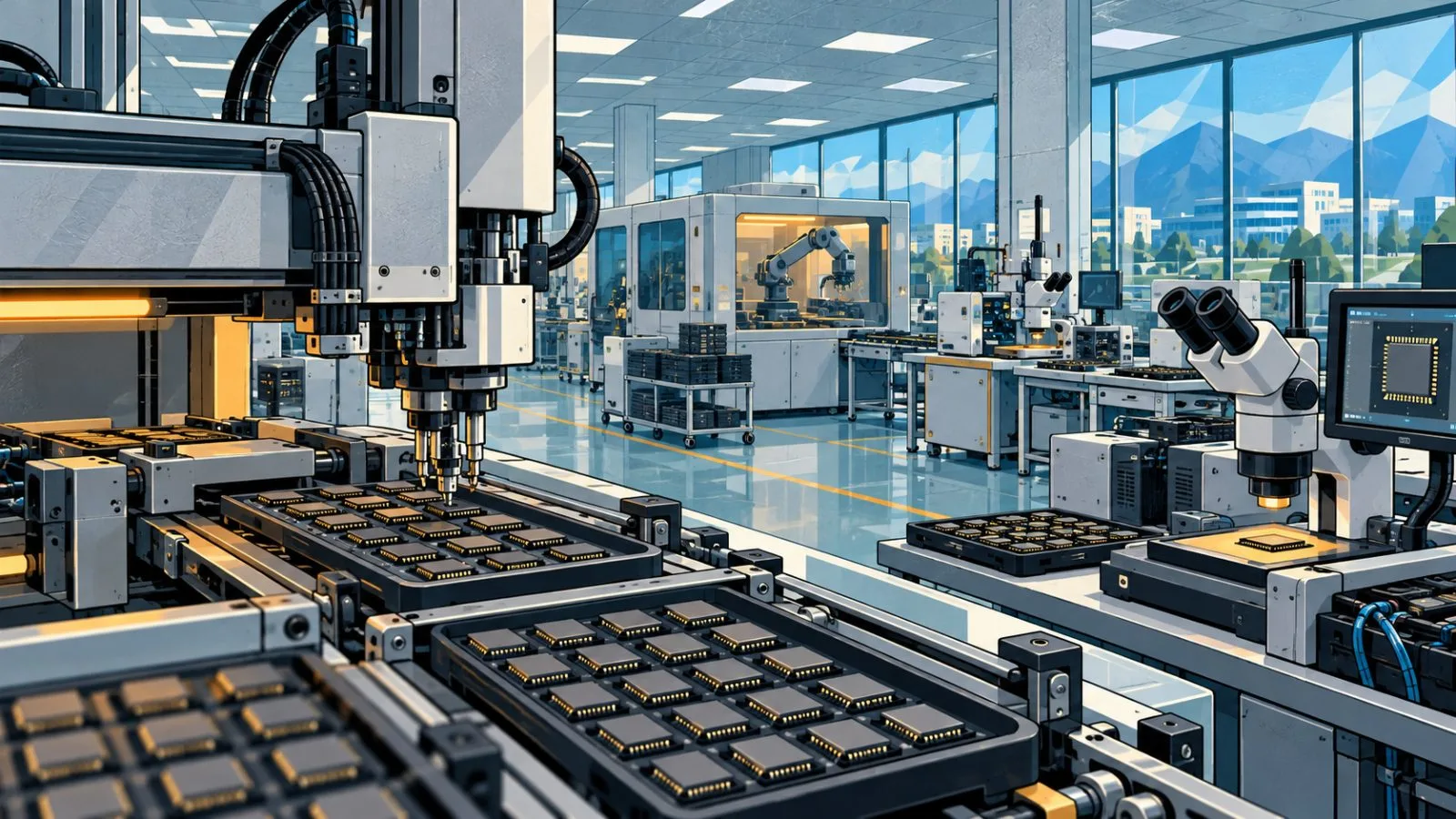 A semiconductor package rests beside a patterned silicon wafer / TokenPost.ai