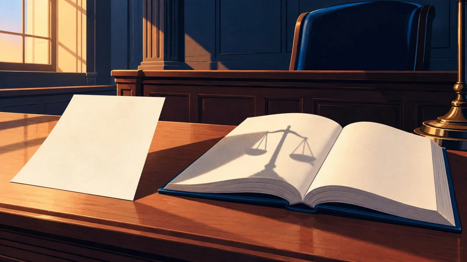 A blank court filing rests beside an open book / TokenPost.ai