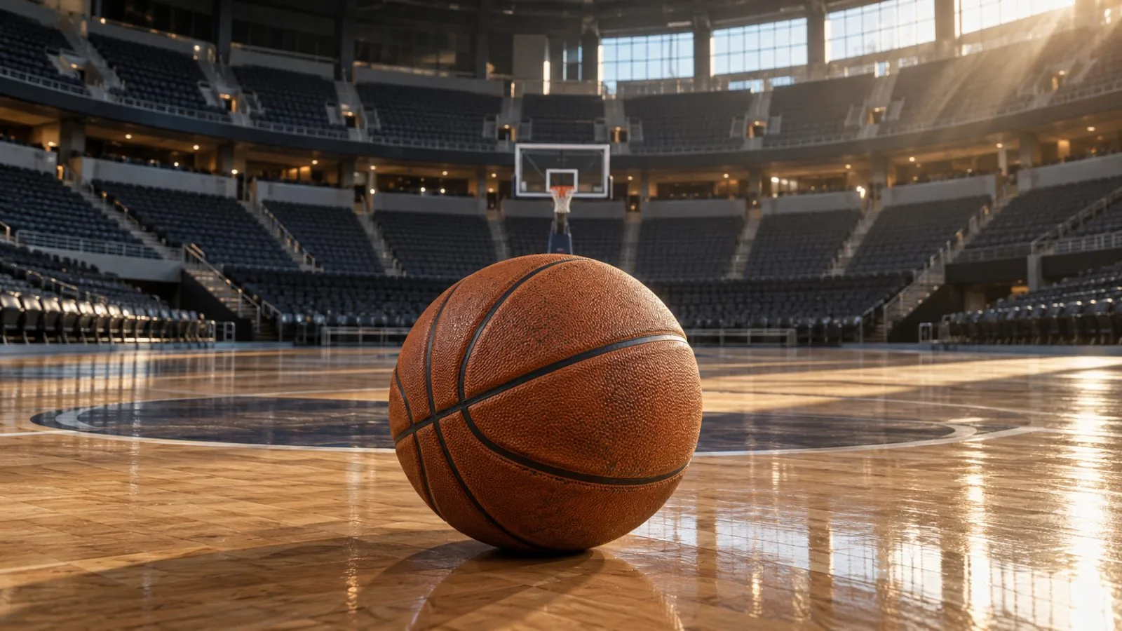 An official basketball rests alone on an empty arena court / TokenPost.ai