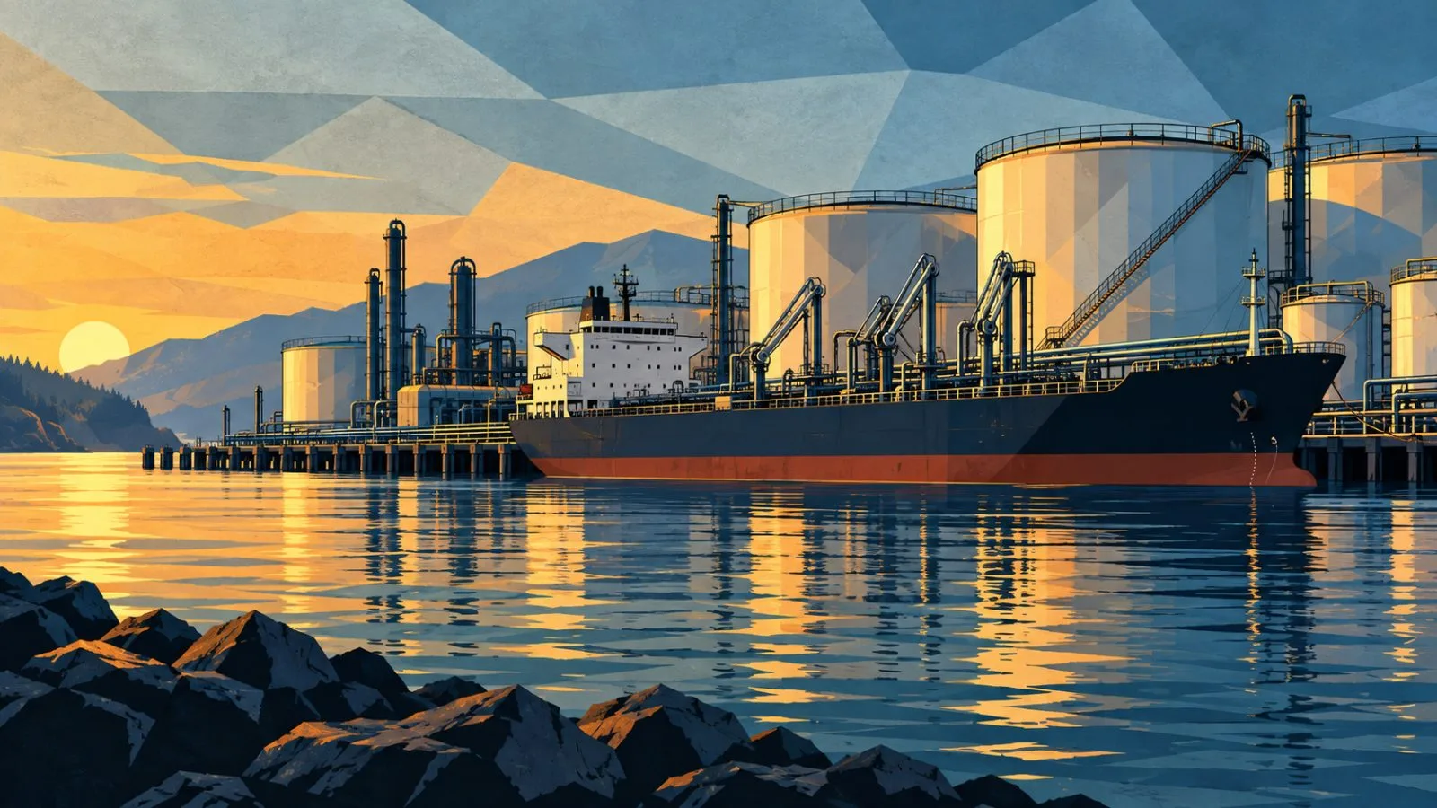 Diesel tanker beside storage tanks at a coastal export terminal / TokenPost.ai