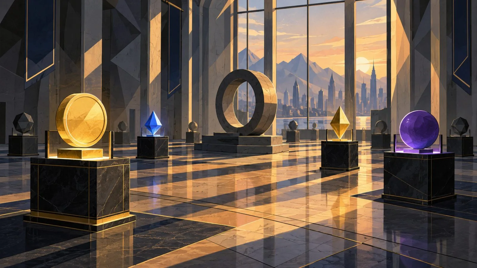 A few token stands illuminated across a mostly dim exchange floor / TokenPost.ai