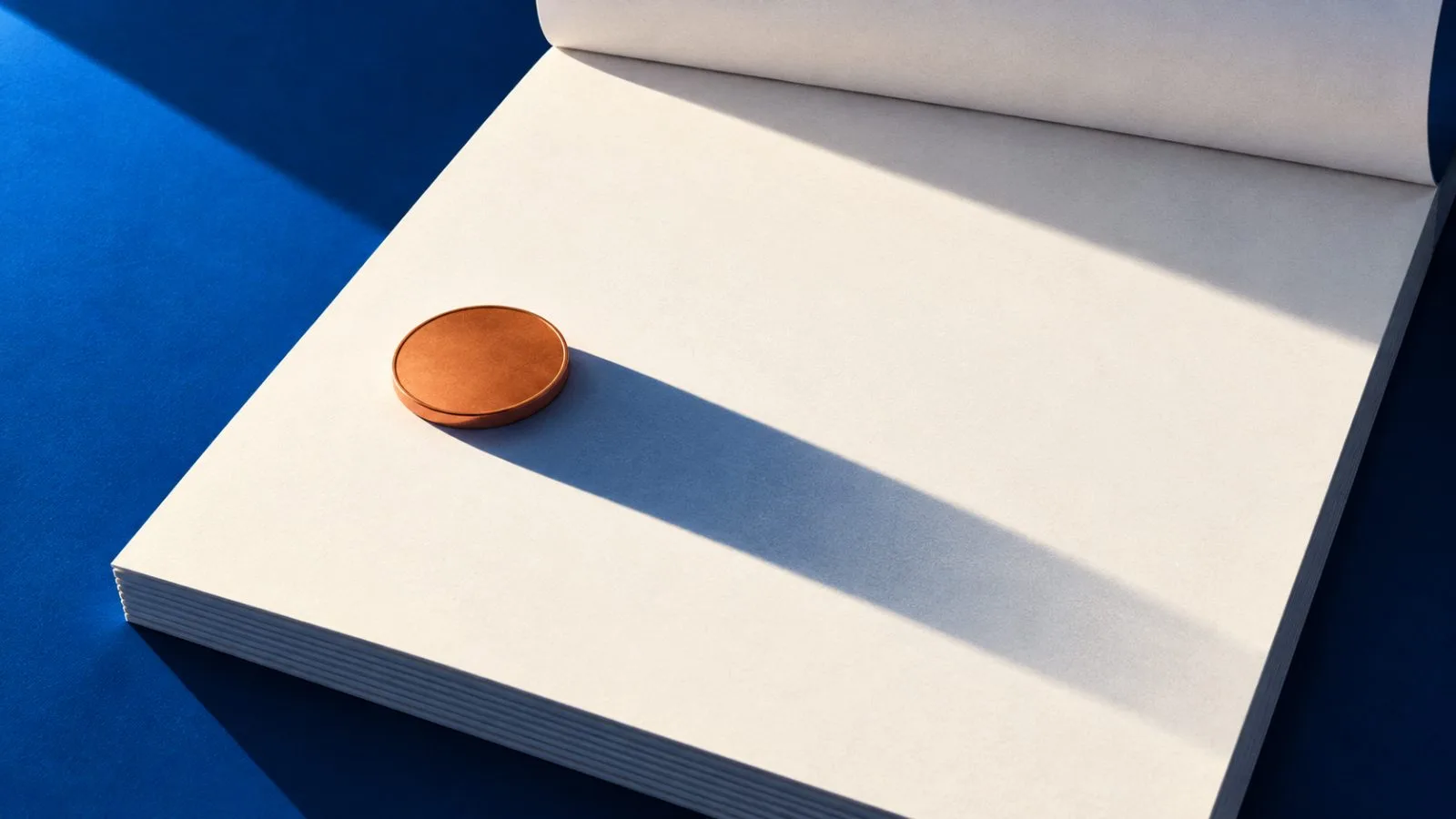 An unmarked copper coin rests on a blank paper calendar / TokenPost.ai