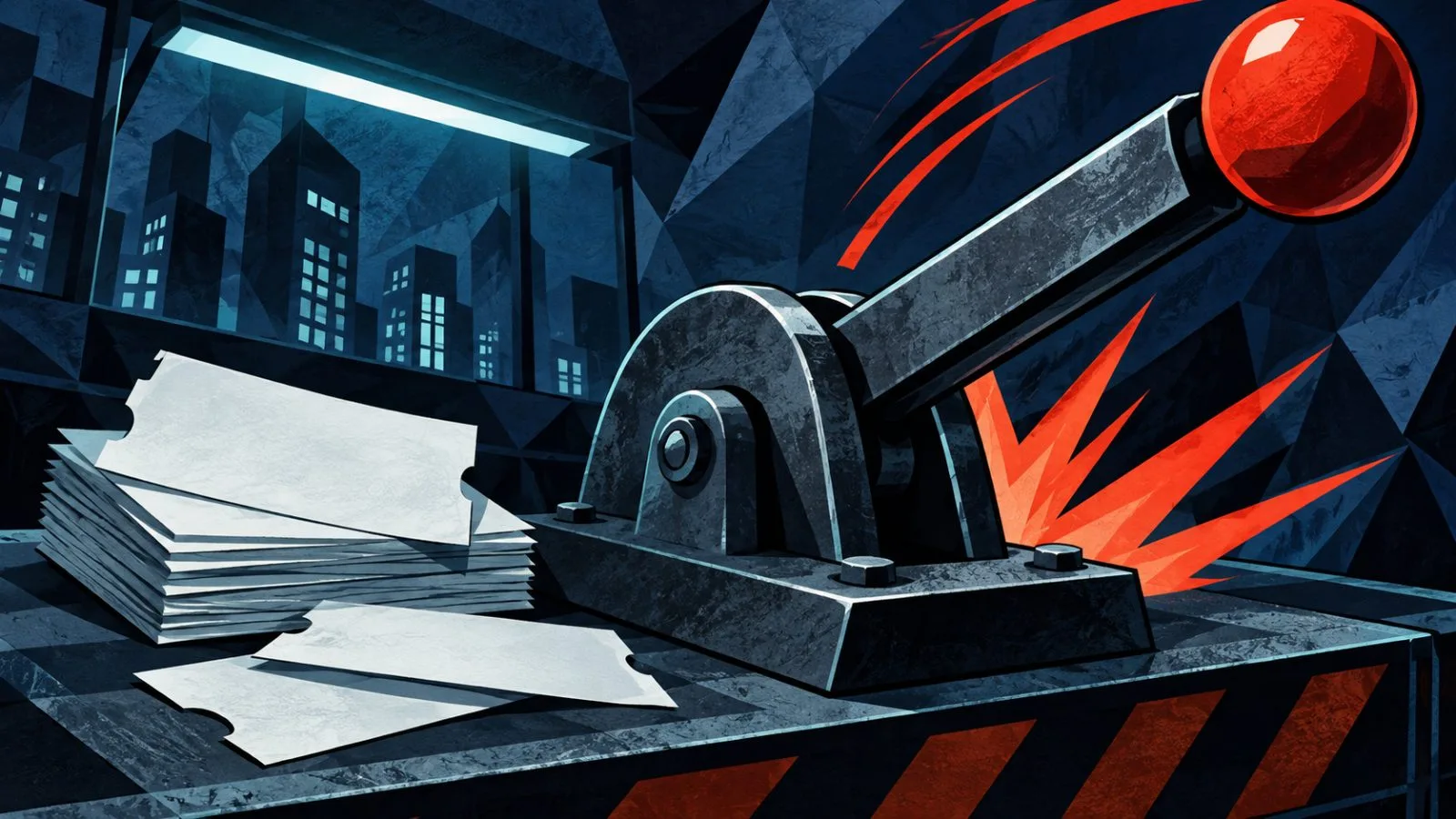 A metal lever rests beside a small stack of trading tickets / TokenPost.ai