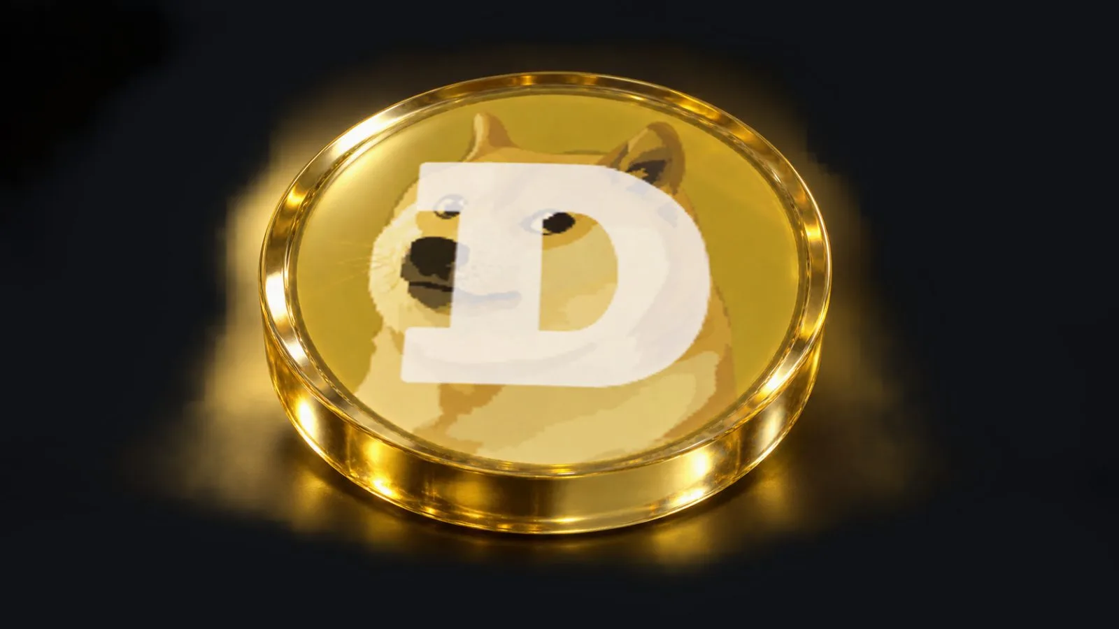 Dog-themed metal tokens arranged on a glass market counter / TokenPost.ai