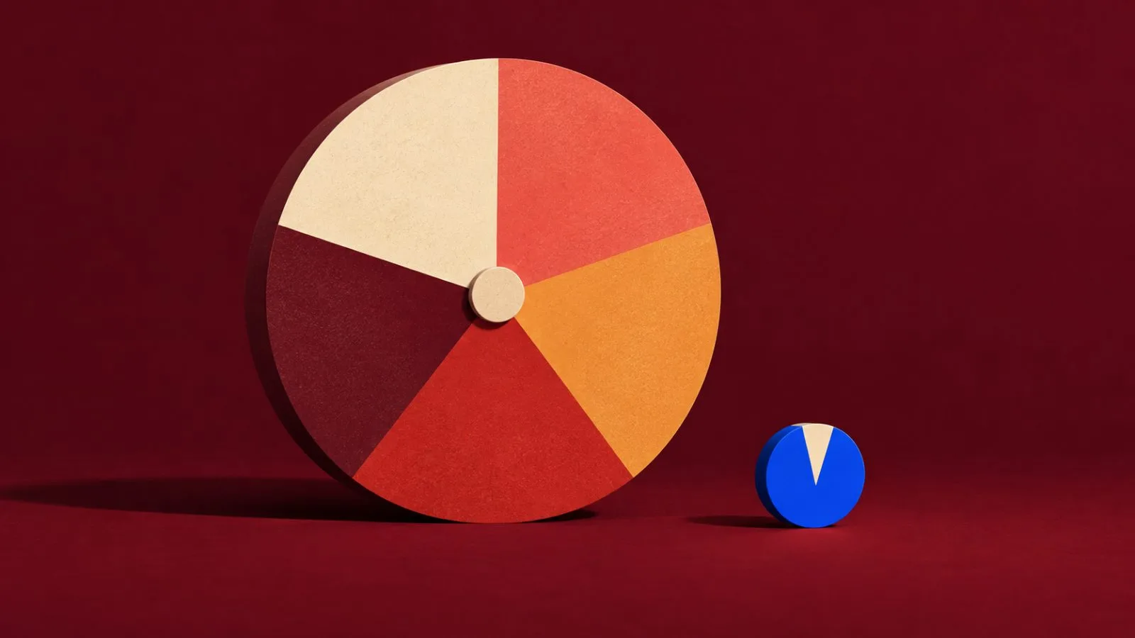 Five ceramic segments surround a smaller brass payout marker / TokenPost.ai