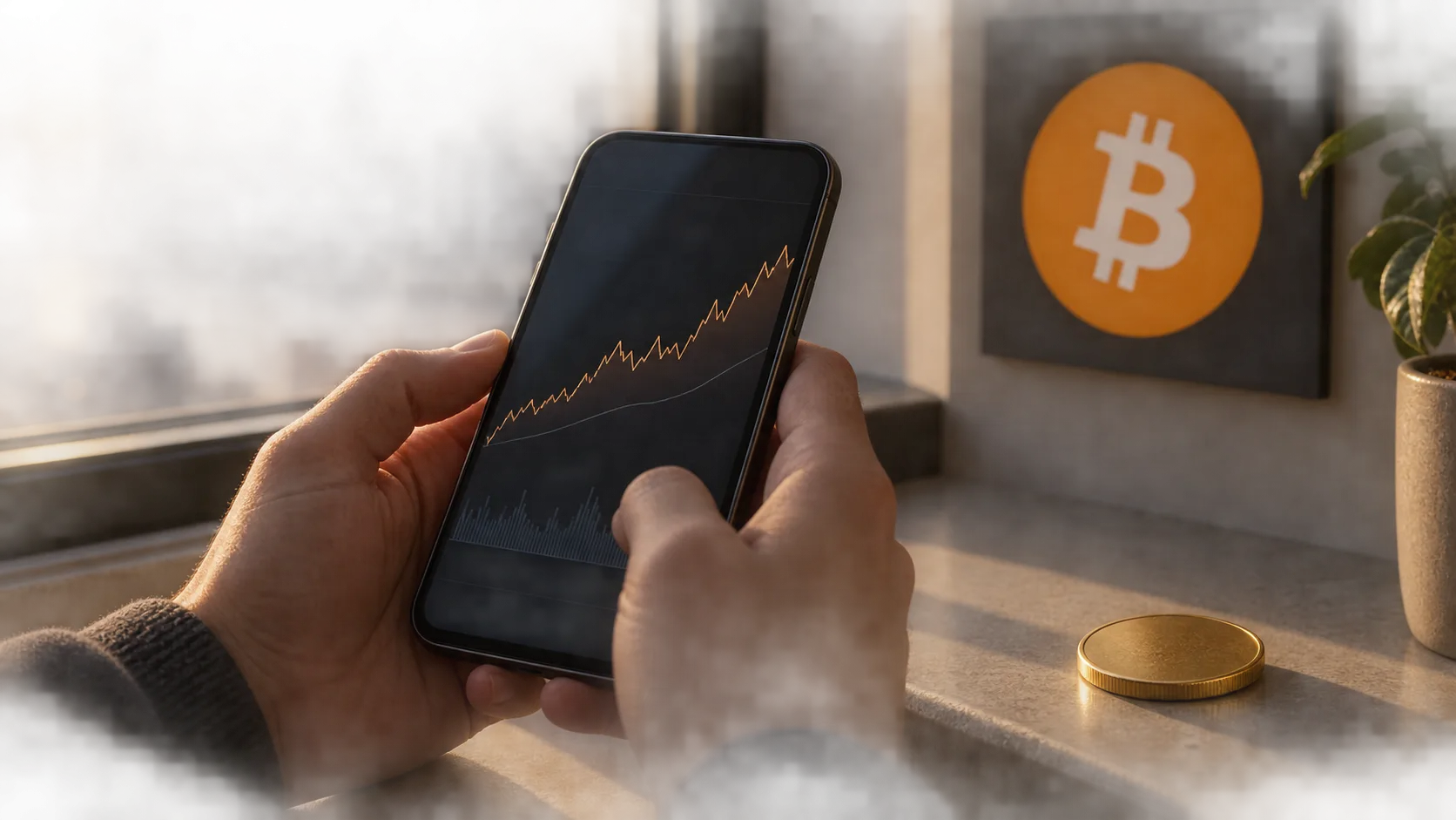 Brass Bitcoin coins entering a clear glass jar / TokenPost.ai / TokenPost.ai
