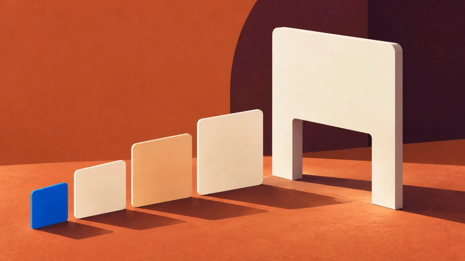 Blank account cards descend in size across a terracotta surface / TokenPost.ai