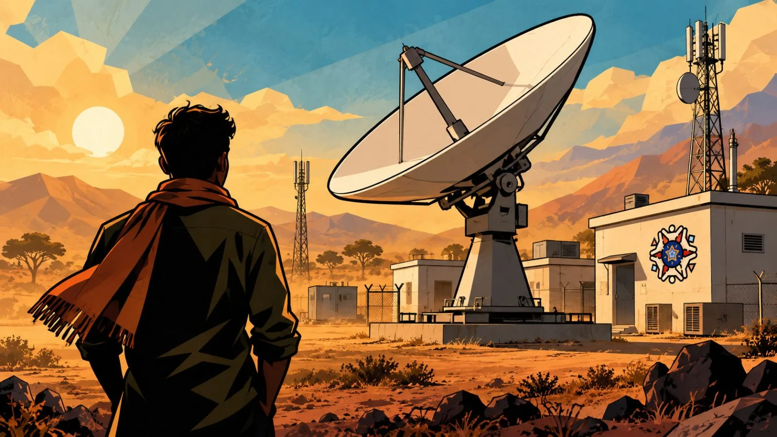 Satellite antenna outside an Indian communications facility at sunset / TokenPost.ai