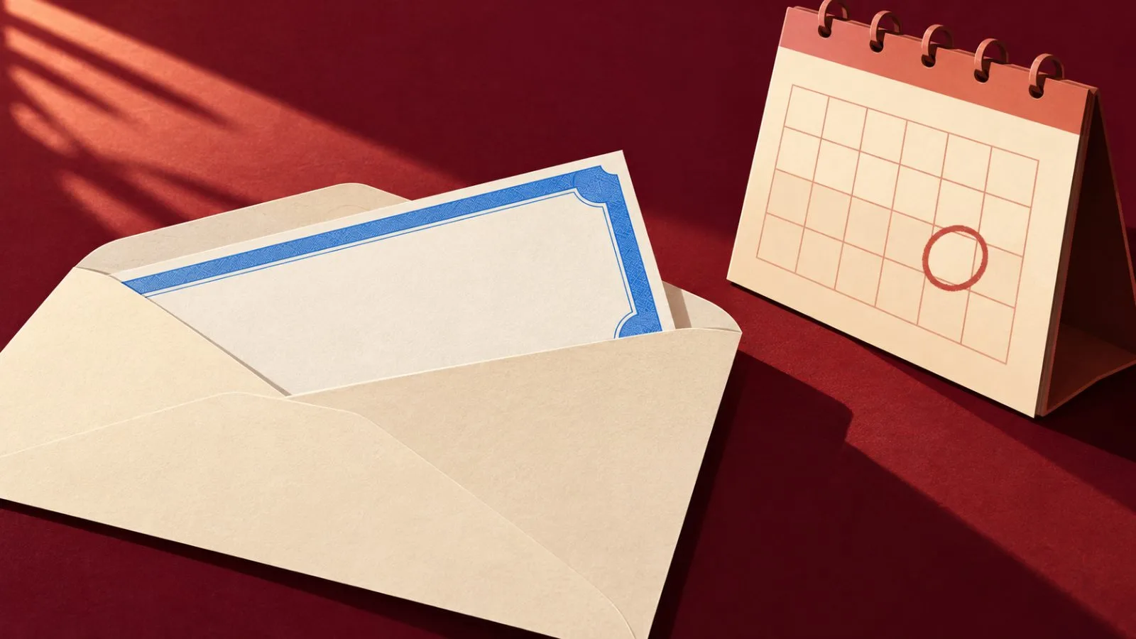 A blank voucher rests beside an envelope and circled calendar square / TokenPost.ai