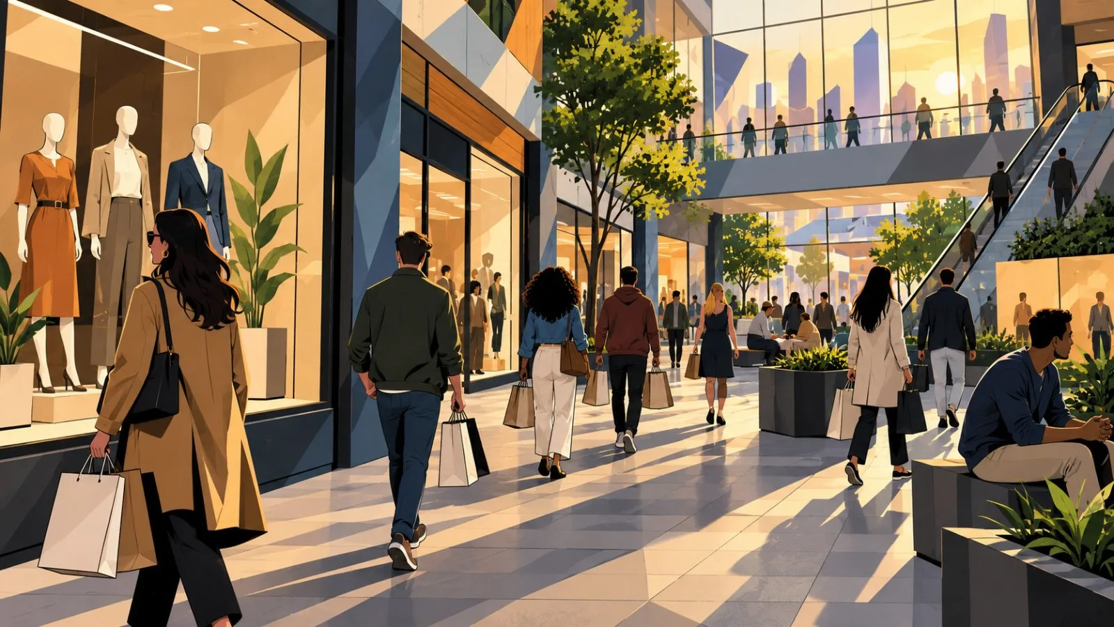 Anonymous shoppers move through a softly lit public shopping area / TokenPost.ai