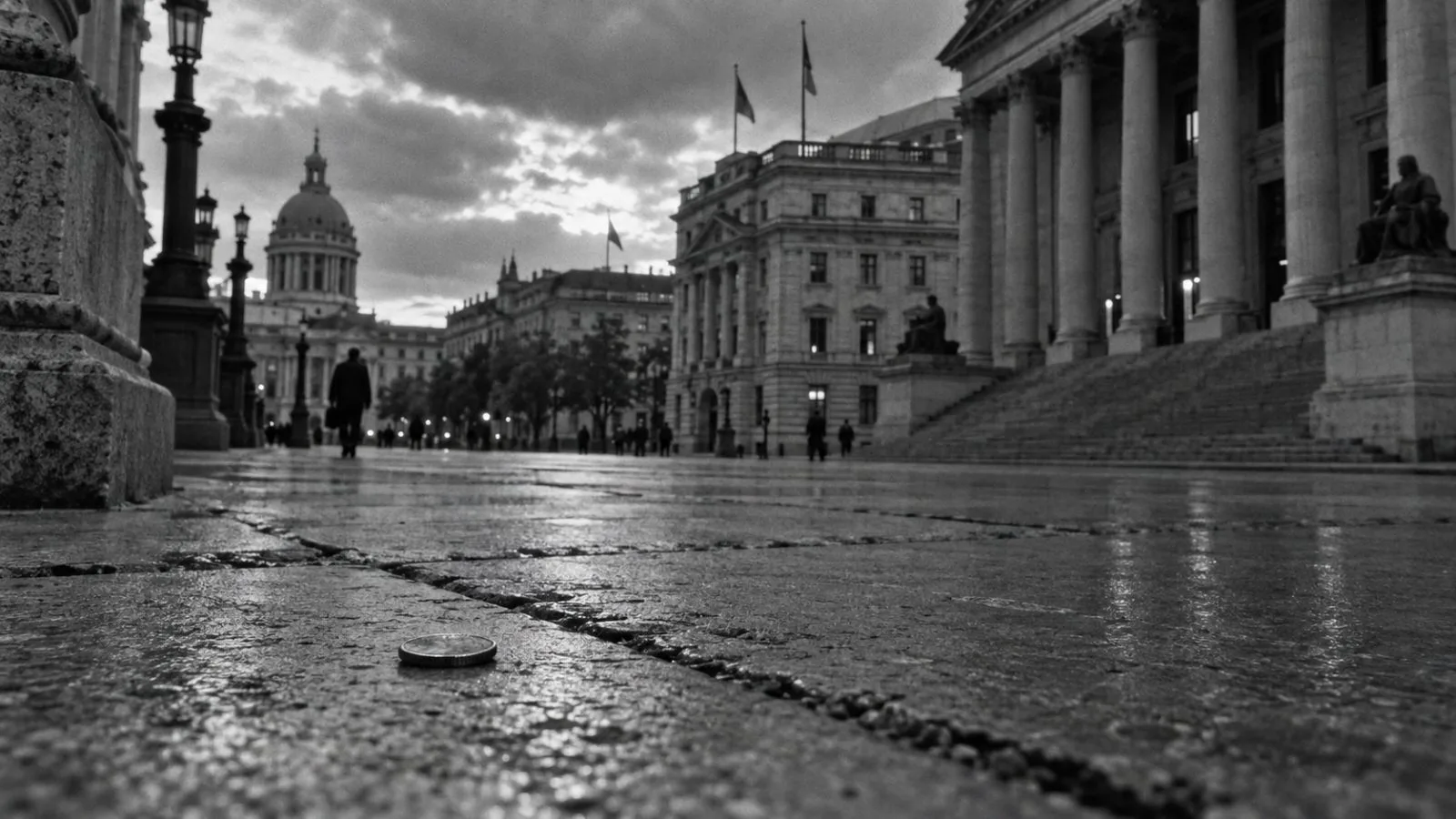 Bitcoin coin rests before a quiet government bond district / TokenPost.ai
