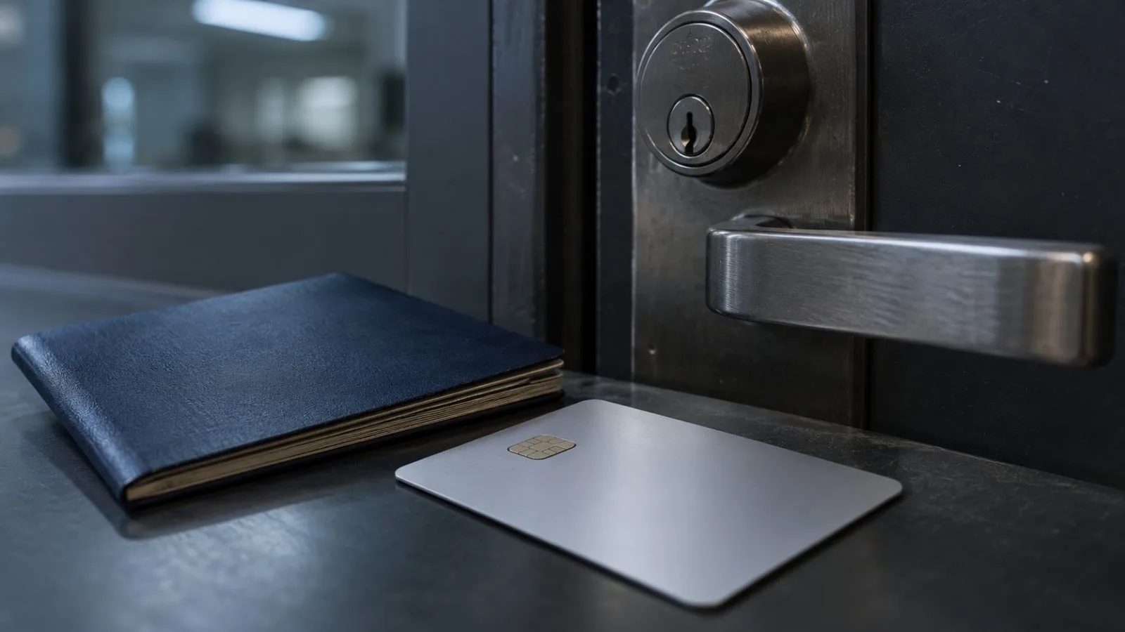 Closed passport and payment card beside a locked access door / TokenPost.ai