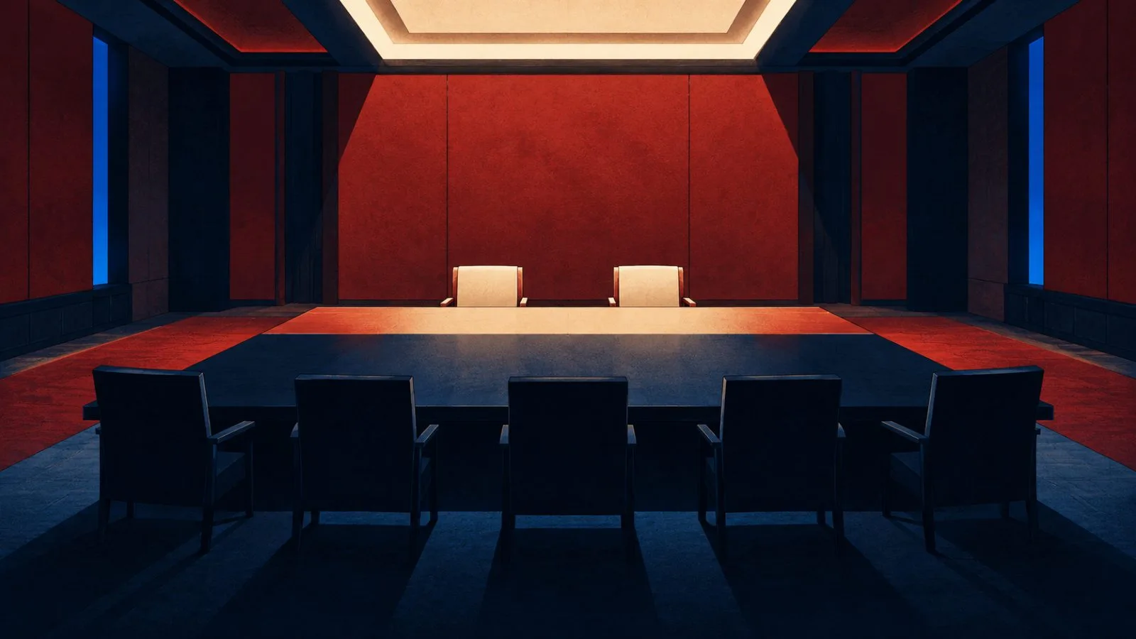 Two seats catch the light in an otherwise shadowed chamber / TokenPost.ai