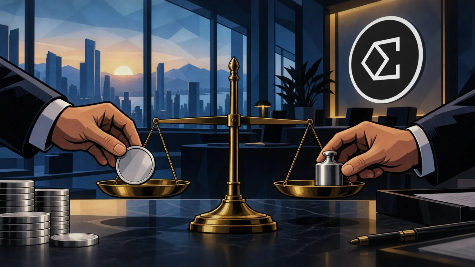 Metallic token beside four sealed withdrawal envelopes / TokenPost.ai