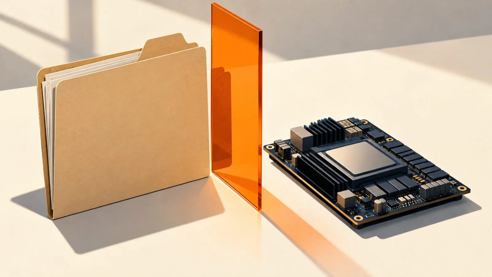 A filing folder and AI board sit behind a red glass divider / TokenPost.ai