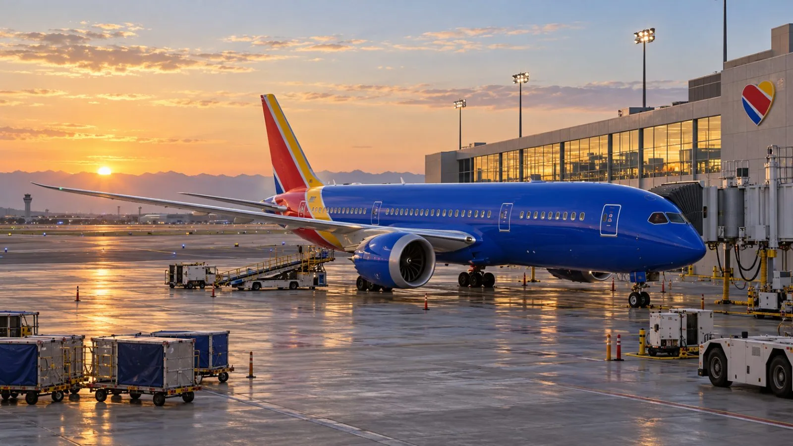 Widebody jet parked beside an airport terminal at sunrise / TokenPost.ai
