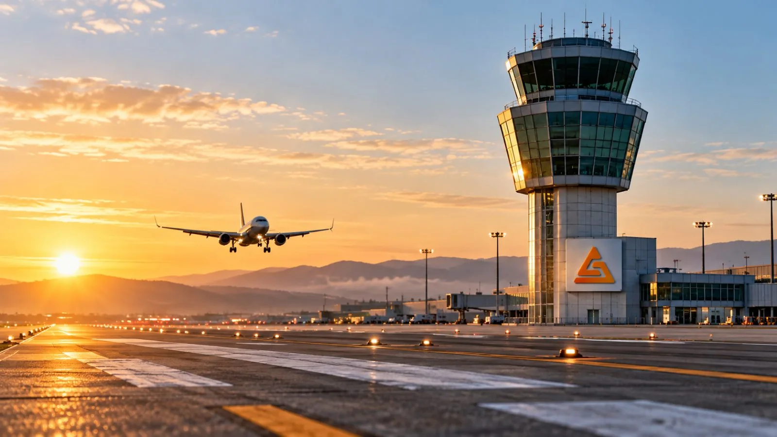 Aircraft approach a runway beneath a glass control tower at dawn / TokenPost.ai