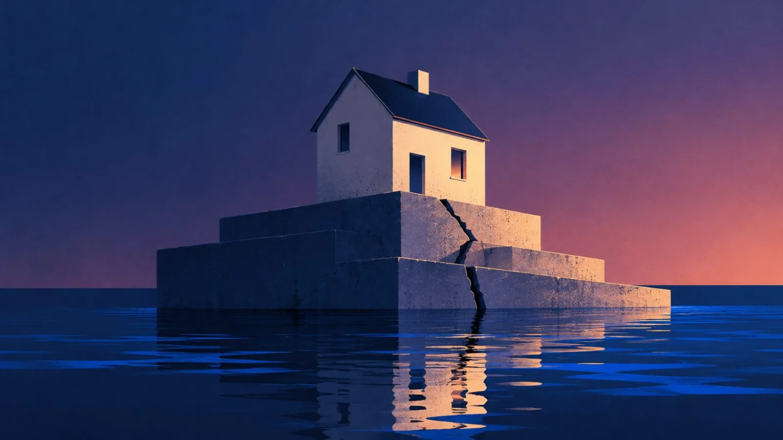 A model house stands above water on stepped plinths / TokenPost.ai