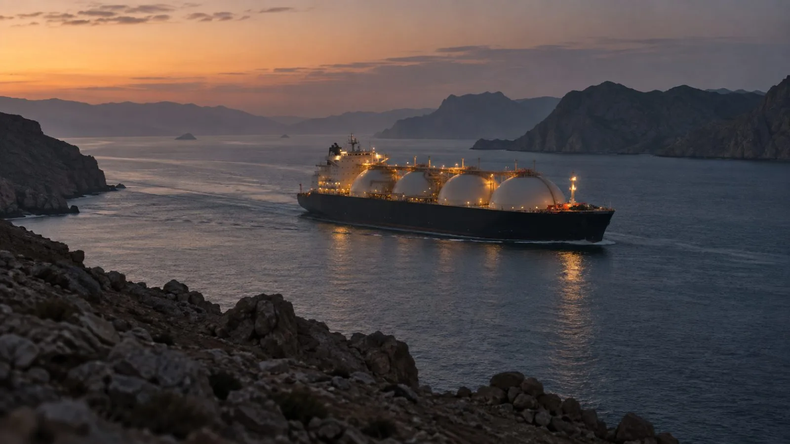 LNG carrier passing through open water near rugged shorelines / TokenPost.ai