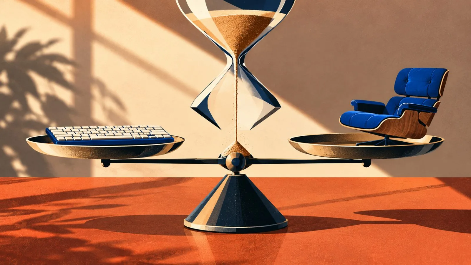 An hourglass spills beside a keyboard and empty chair / TokenPost.ai