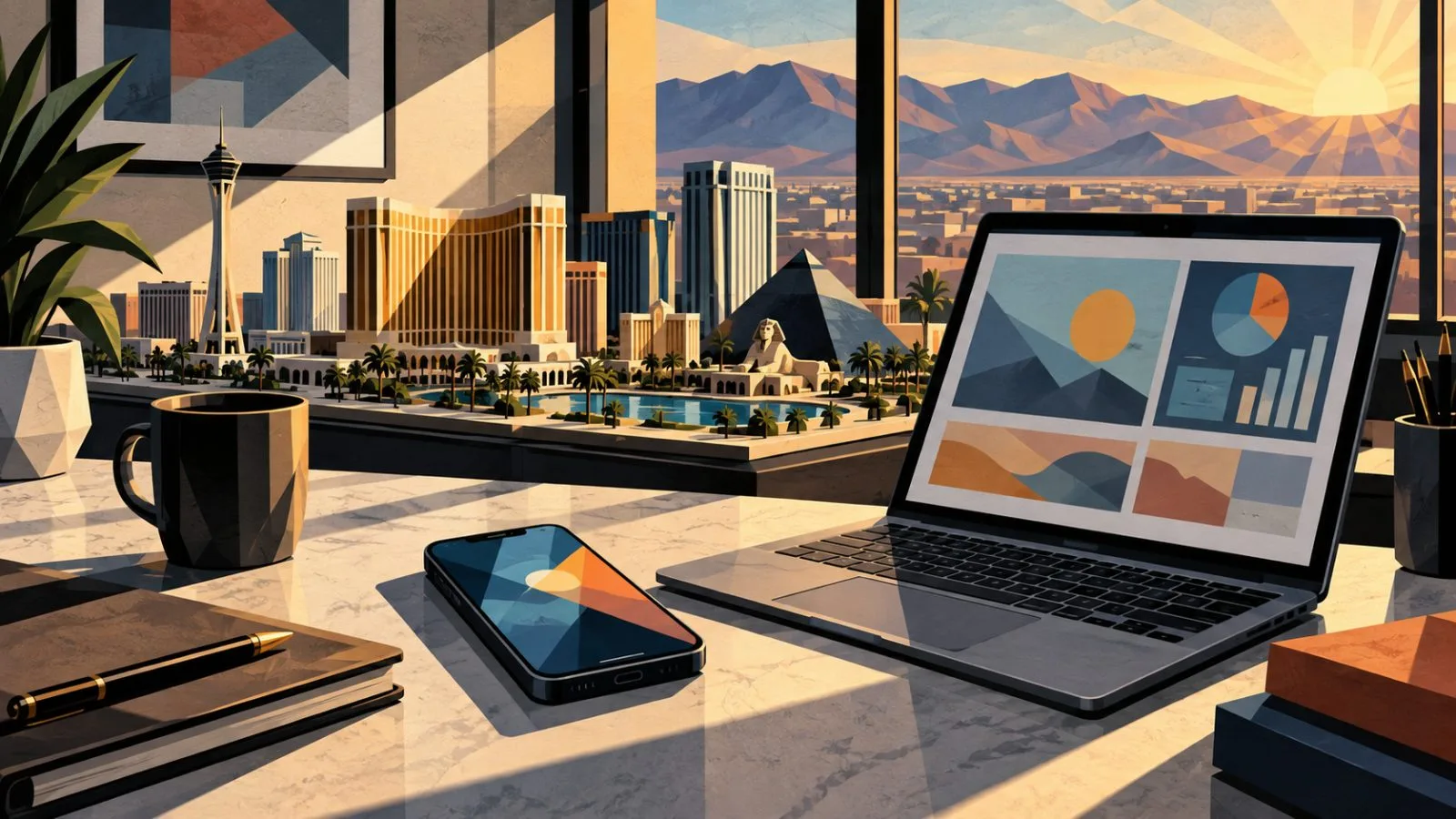 A smartphone and laptop sit beside a miniature city model / TokenPost.ai