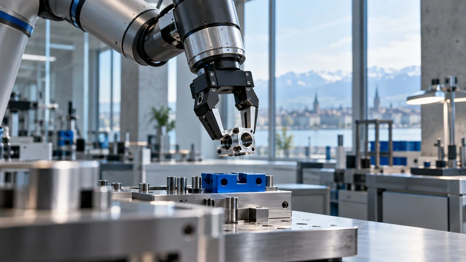 A robotic gripper lifts a metal component in a Zurich lab / TokenPost.ai