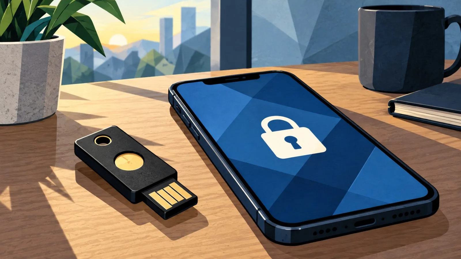 Hardware security key beside a smartphone under soft morning light / TokenPost.ai