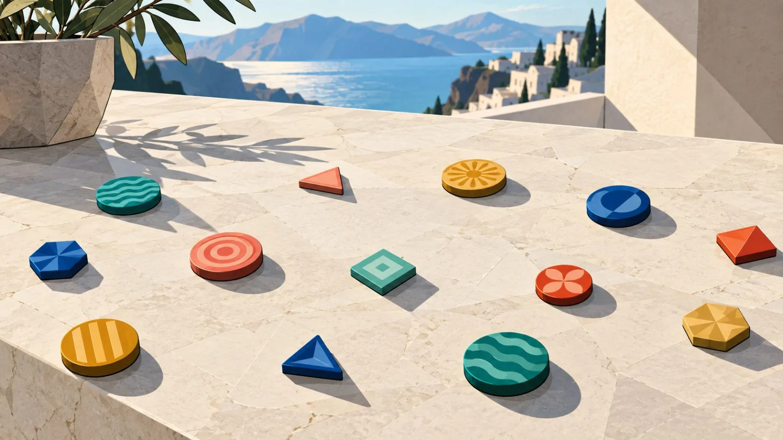 Small novelty tokens scattered across a broad stone surface / TokenPost.ai