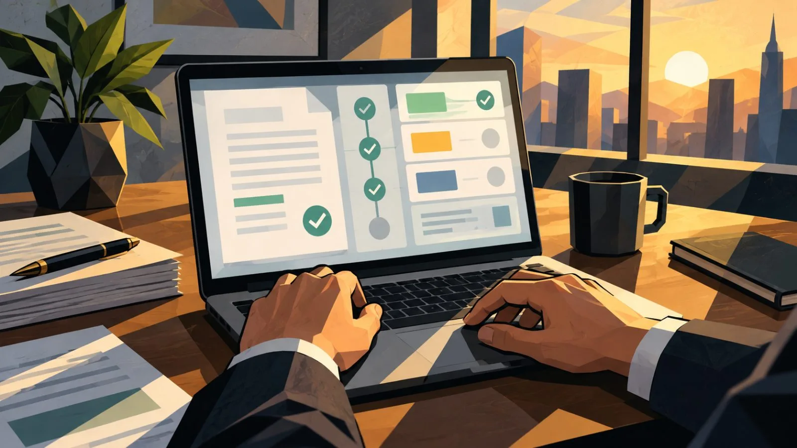Anonymous hands navigate a contract workflow on a laptop / TokenPost.ai
