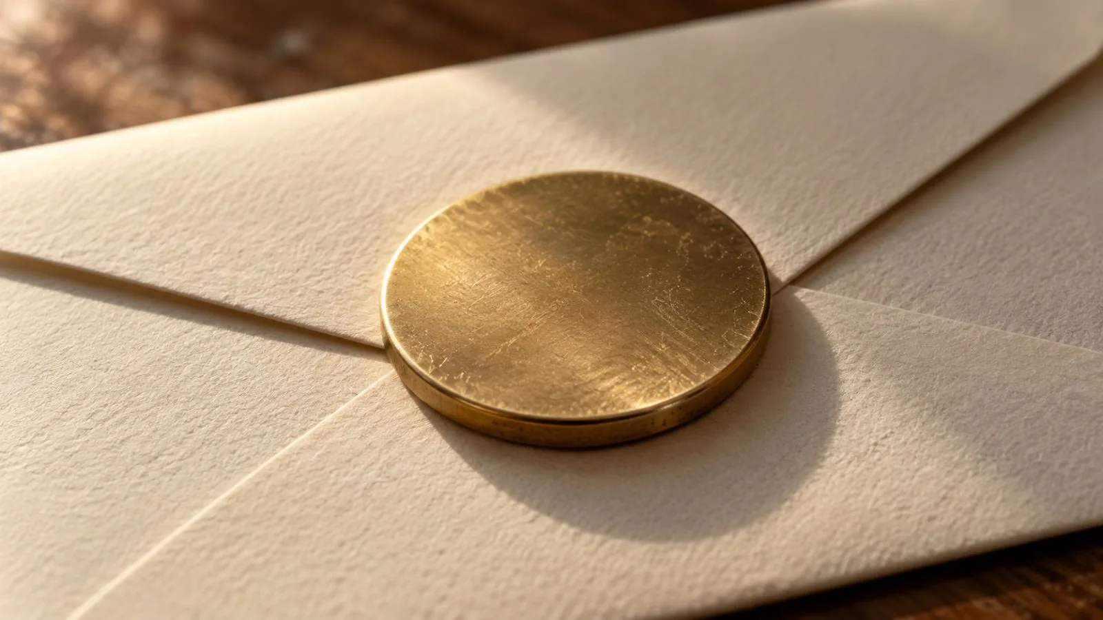 A brass coin rests on a sealed payment envelope in warm light / TokenPost.ai