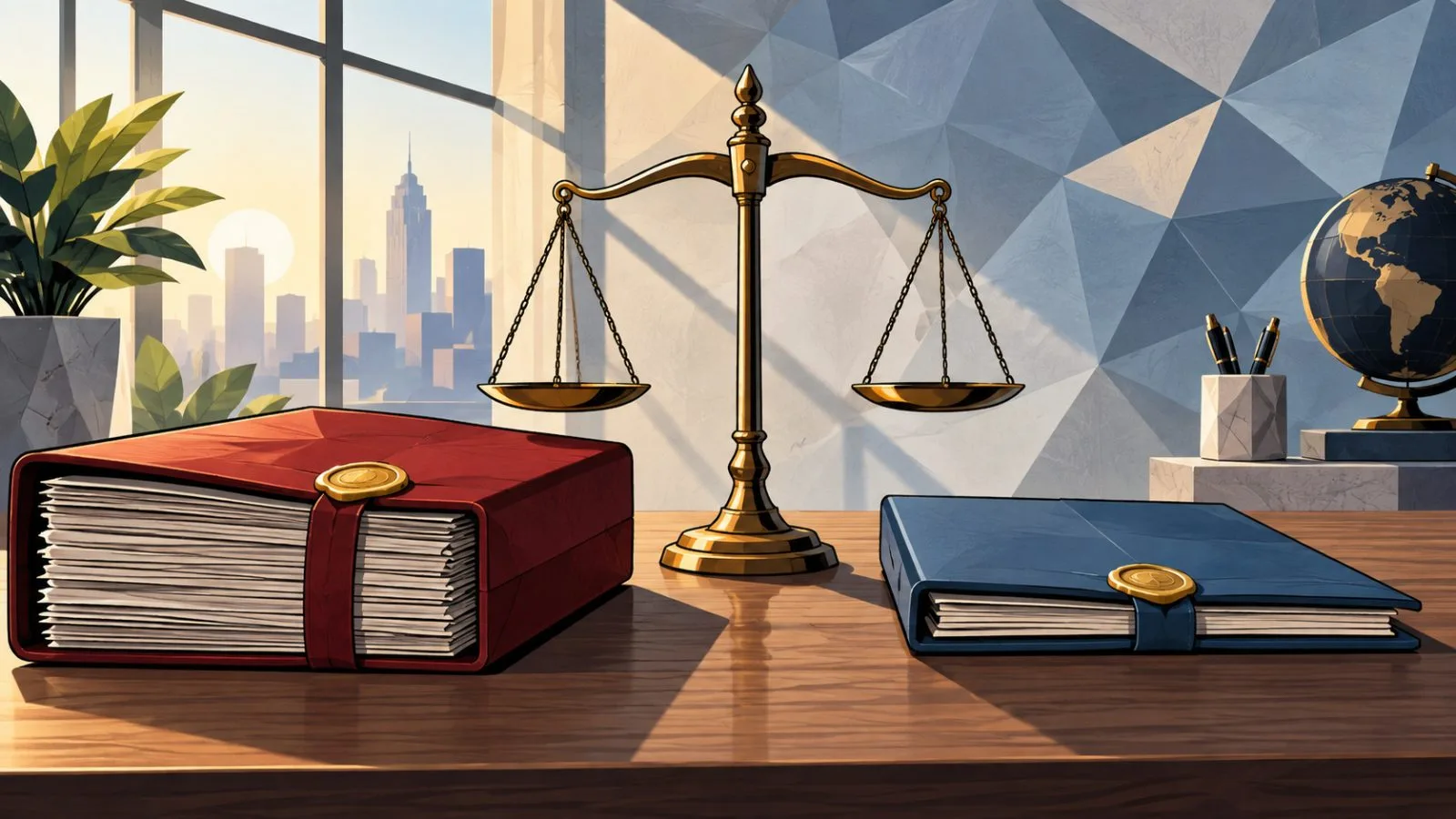 Investment folders beside a balanced accounting scale / TokenPost.ai