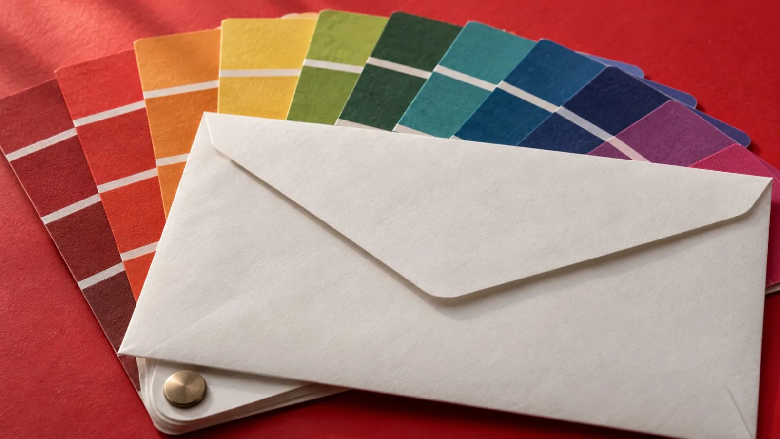 A blank shareholder envelope rests beside vivid paint swatches / TokenPost.ai